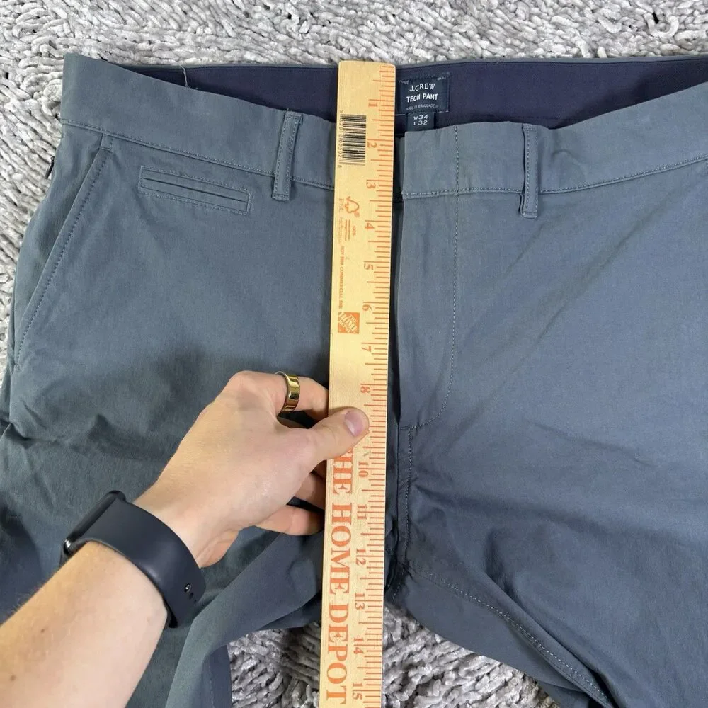 J Crew 484 Tech Pants Mens 34x32 Slim Blue Stretch Performance Golf Preppy Work